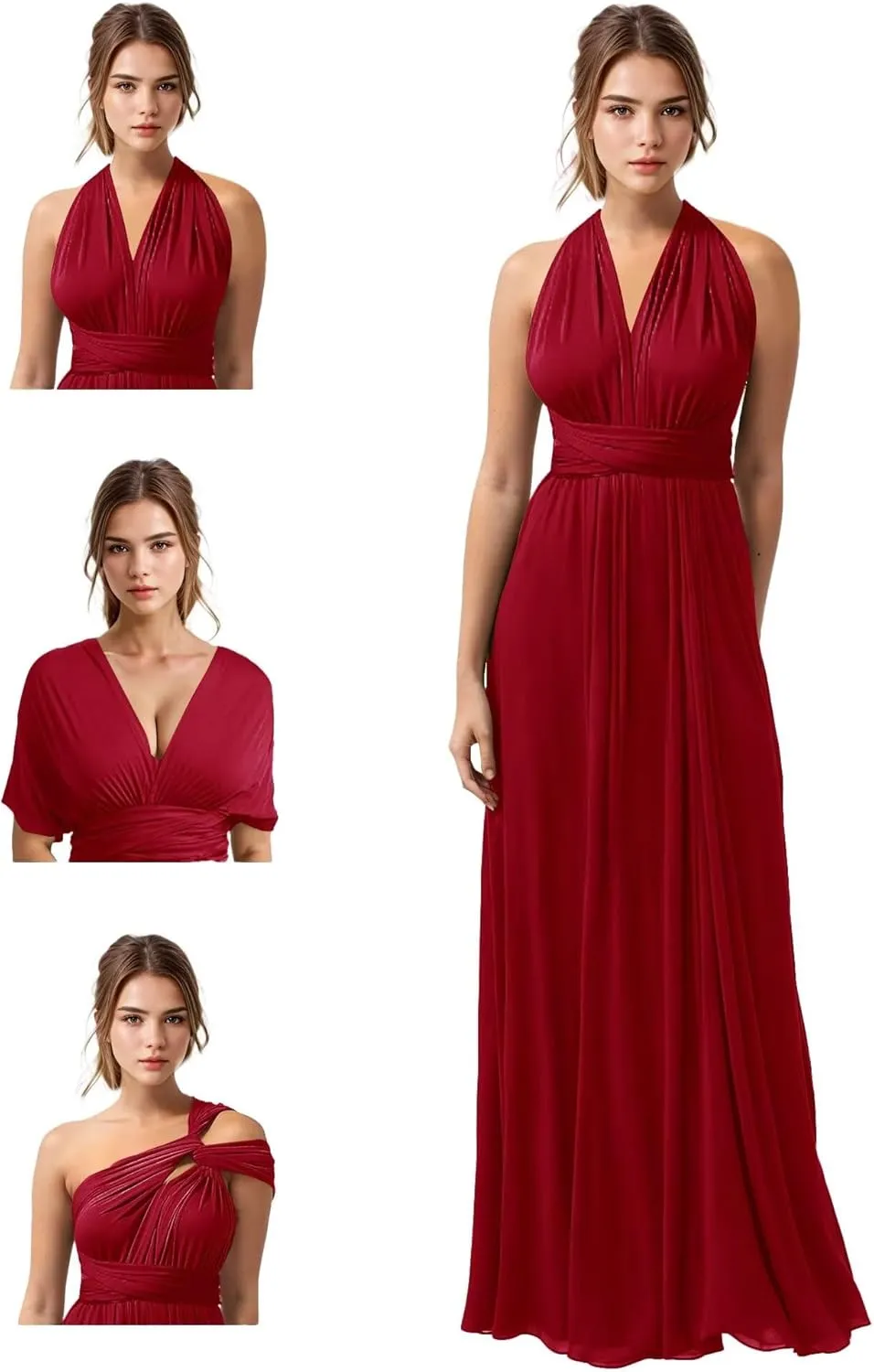GATMAHE Convertible Infinity Bridesmaids Dresses Bandeau - Women's Transformer Multiway Twist Wrap Midi Dresses