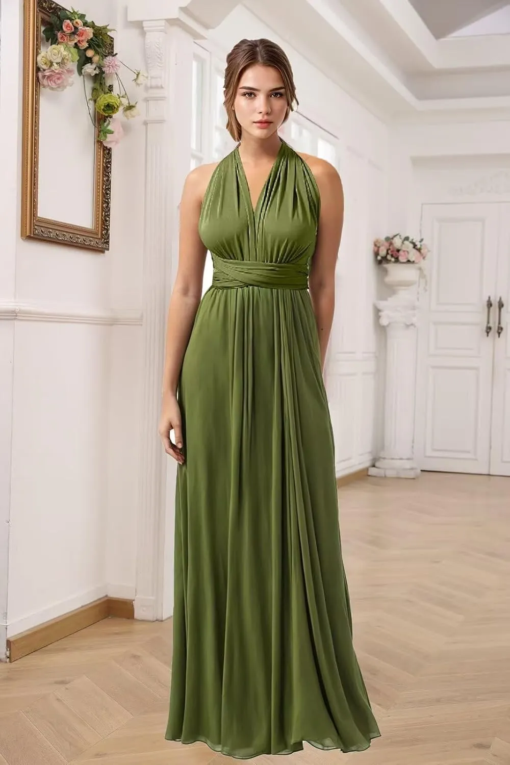 GATMAHE Convertible Infinity Bridesmaids Dresses Bandeau - Women's Transformer Multiway Twist Wrap Midi Dresses