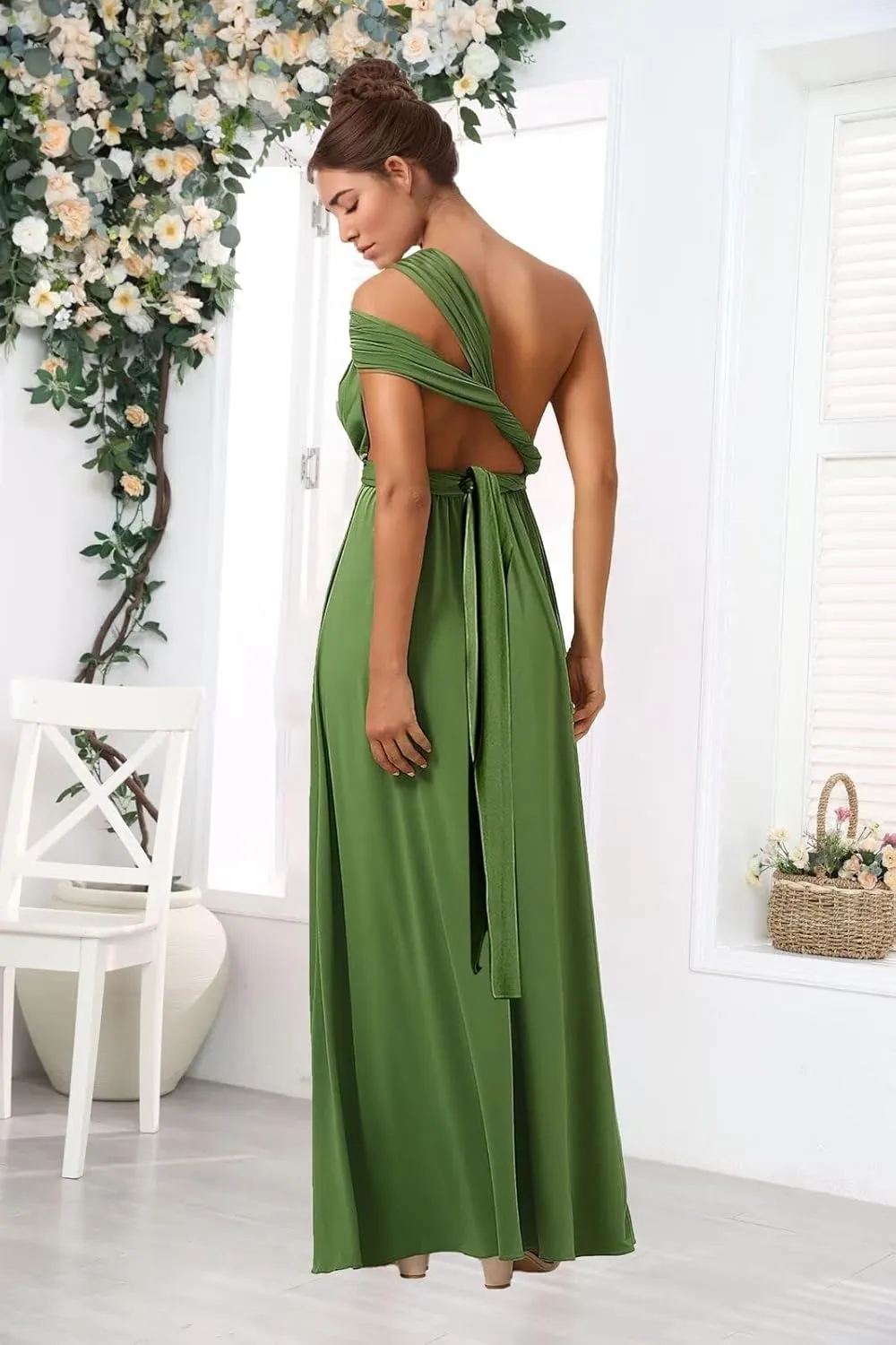 GATMAHE Convertible Infinity Bridesmaids Dresses Bandeau - Women's Transformer Multiway Twist Wrap Midi Dresses