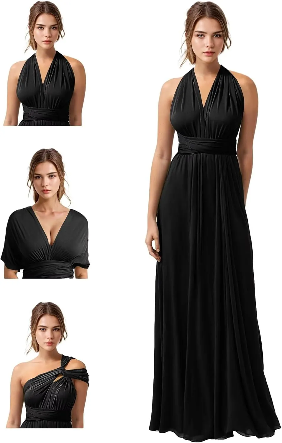 GATMAHE Convertible Infinity Bridesmaids Dresses Bandeau - Women's Transformer Multiway Twist Wrap Midi Dresses