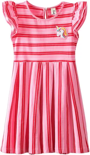 Girls Striped Dress Unicorn Ruffle Sleeveless Casual Dresses Sundress