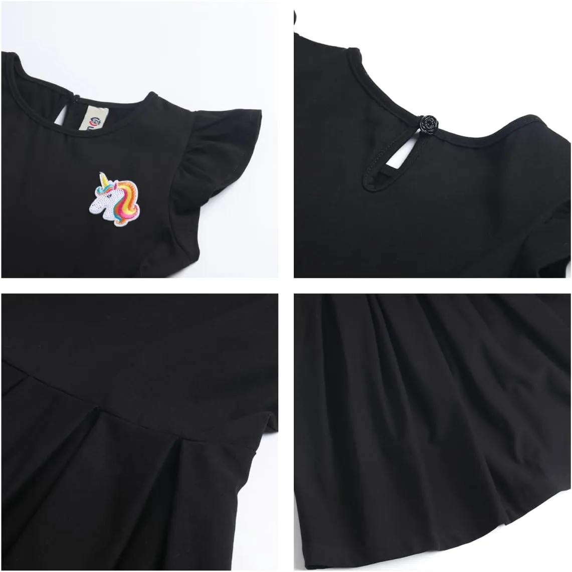 Girls Striped Dress Unicorn Ruffle Sleeveless Casual Dresses Sundress