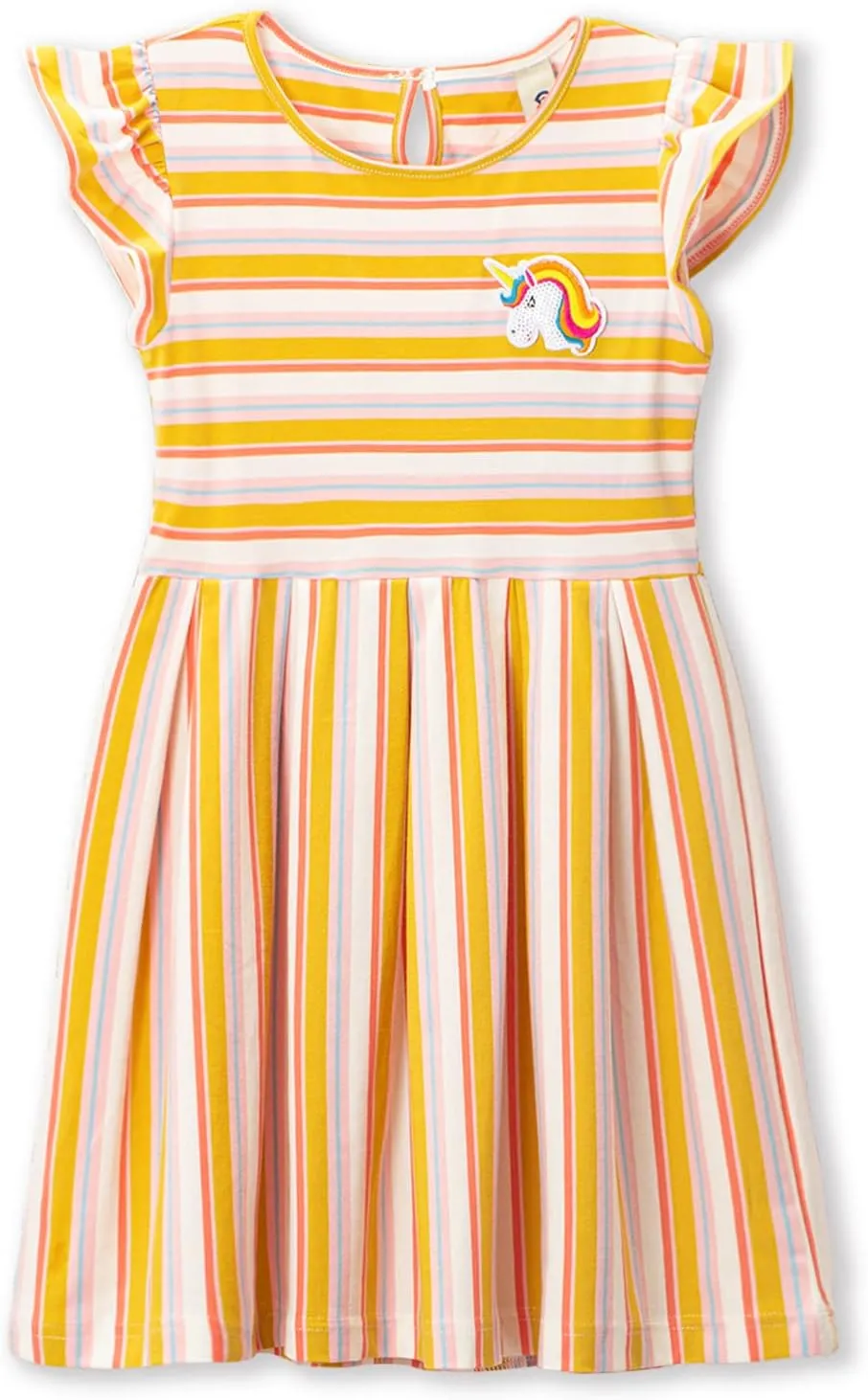 Girls Striped Dress Unicorn Ruffle Sleeveless Casual Dresses Sundress