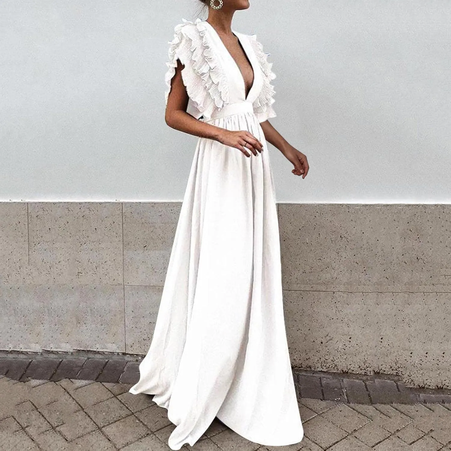 Gowns for Short Women Sleeve Tiered Midi Dress Tie Waist A Line Long Party Dress Cocktail Formal Dresses for