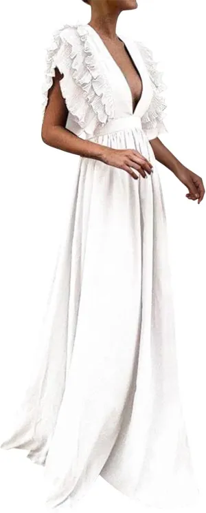 Gowns for Short Women Sleeve Tiered Midi Dress Tie Waist A Line Long Party Dress Cocktail Formal Dresses for