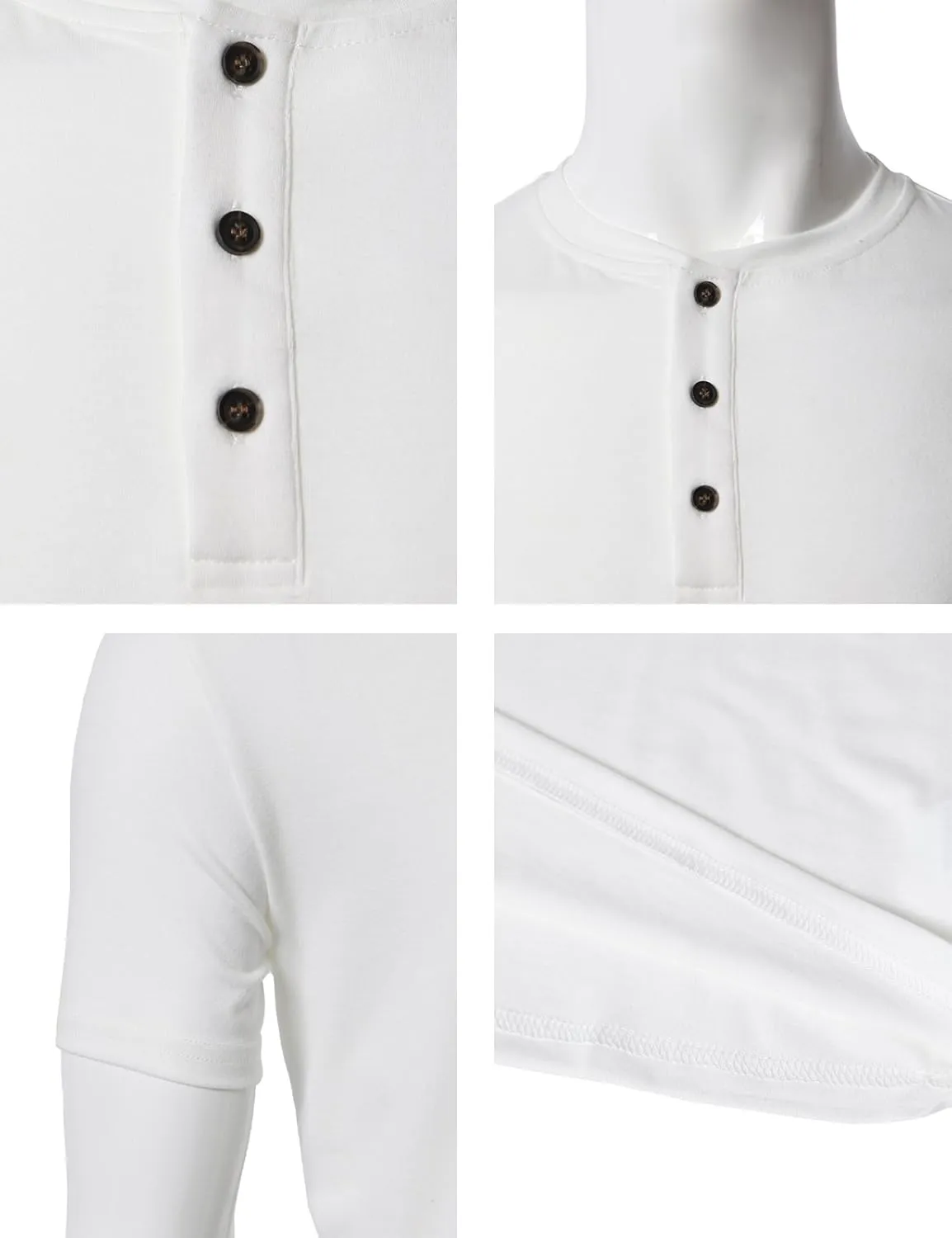 H2H Mens Casual Premium Slim Fit Henley T-Shirts Short Sleeve Lightweight