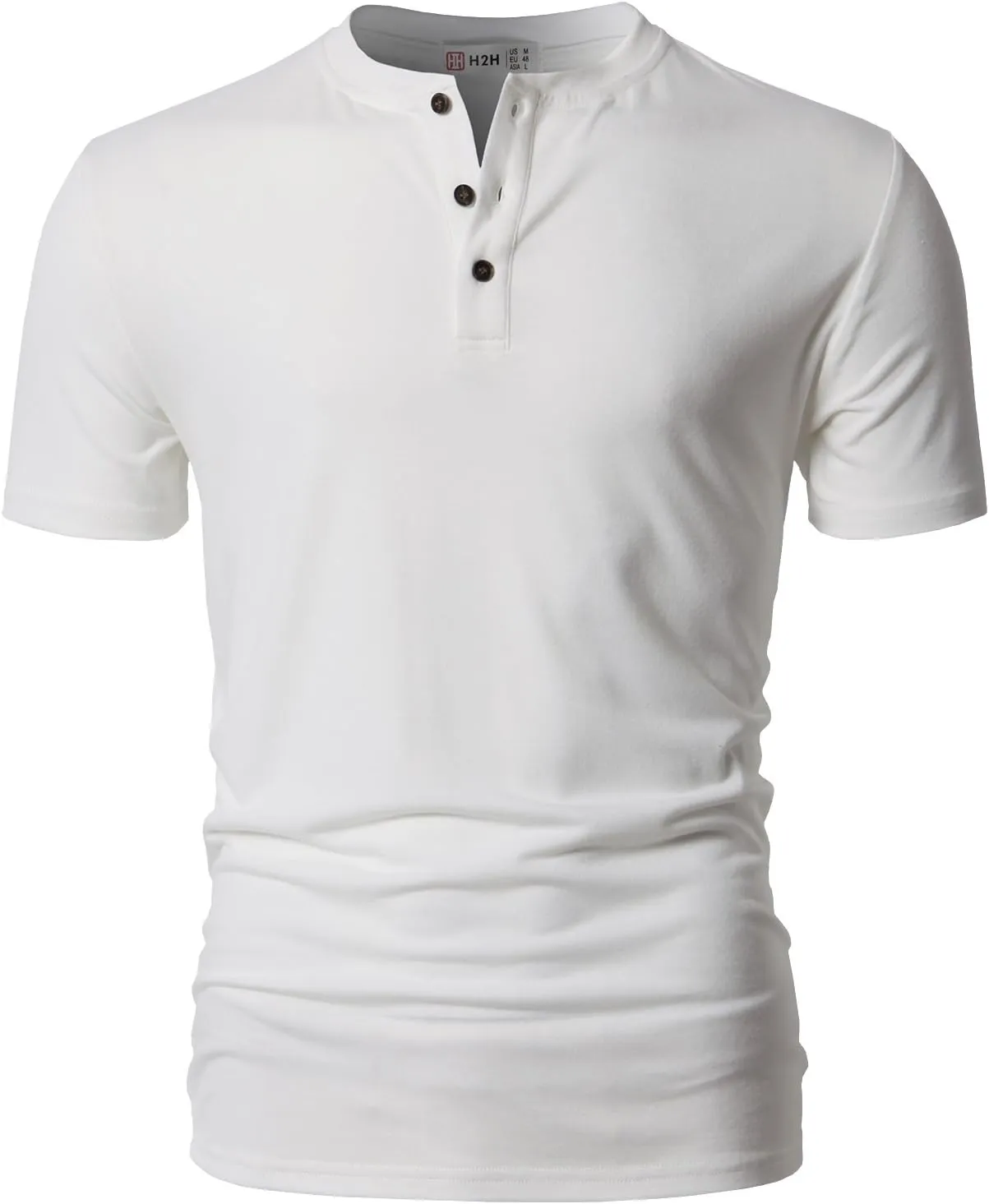 H2H Mens Casual Premium Slim Fit Henley T-Shirts Short Sleeve Lightweight