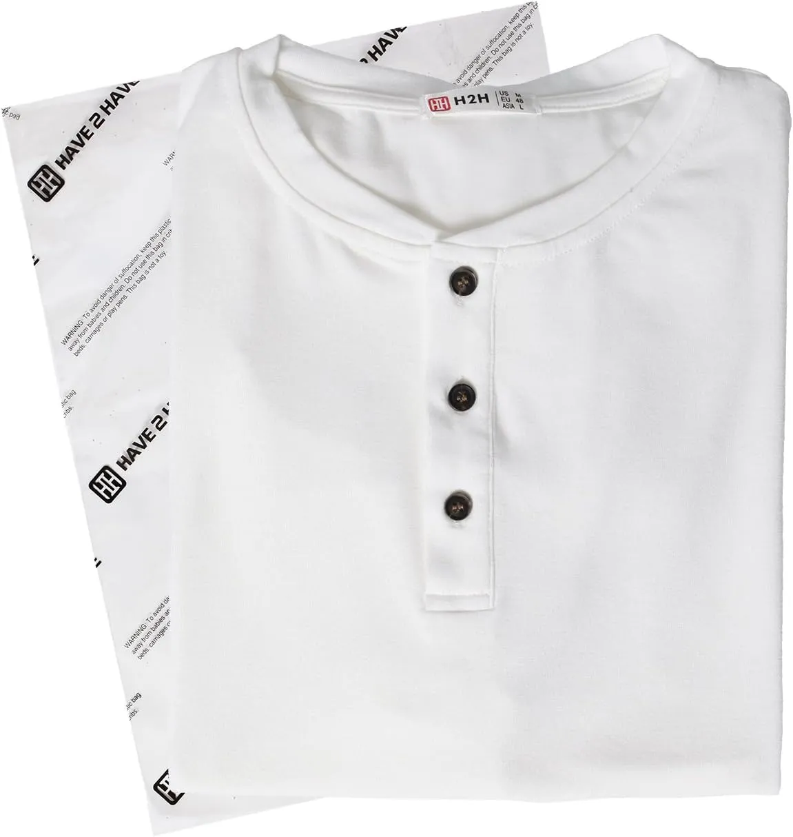 H2H Mens Casual Premium Slim Fit Henley T-Shirts Short Sleeve Lightweight