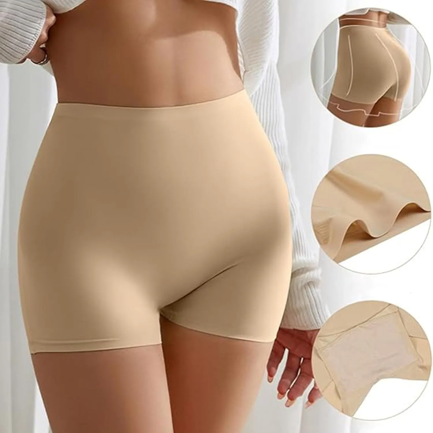 Ice Silk Seamless Slip Shorts for Women Under Dress,Womens Seamless Shaping Boyshorts