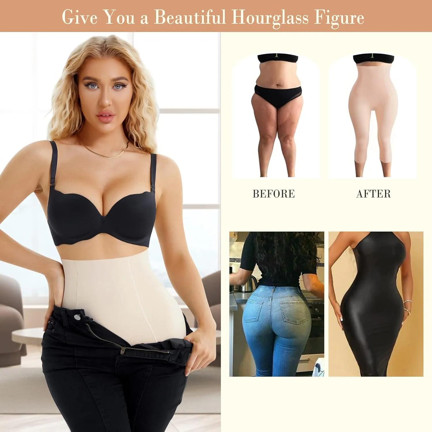 Irisnaya Women Seamless Shapewear Control Panties High Waist Trainer Tummy Butt Lifter Body Shaper Short Thighs Slimmer