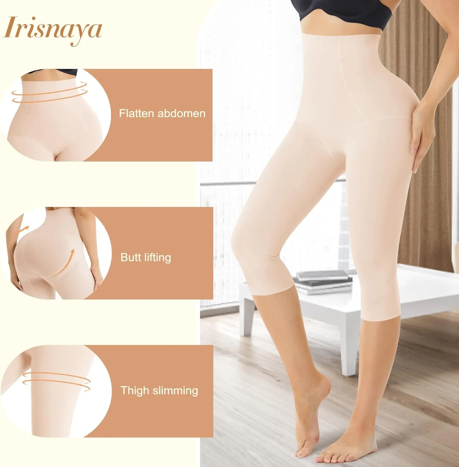 Irisnaya Women Seamless Shapewear Control Panties High Waist Trainer Tummy Butt Lifter Body Shaper Short Thighs Slimmer