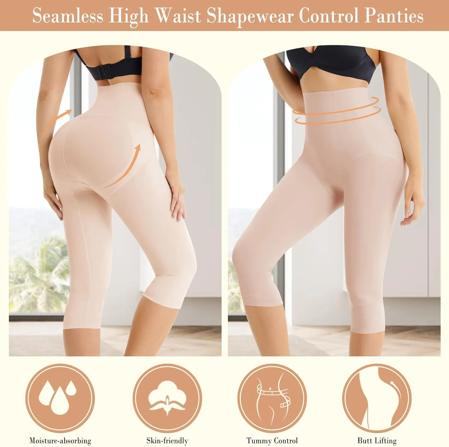 Irisnaya Women Seamless Shapewear Control Panties High Waist Trainer Tummy Butt Lifter Body Shaper Short Thighs Slimmer