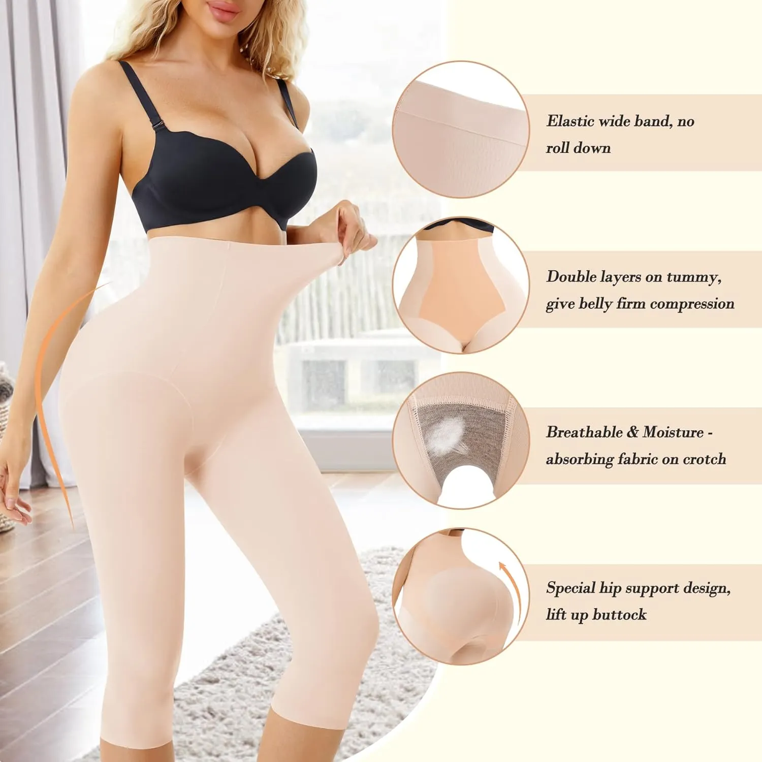 Irisnaya Women Seamless Shapewear Control Panties High Waist Trainer Tummy Butt Lifter Body Shaper Short Thighs Slimmer