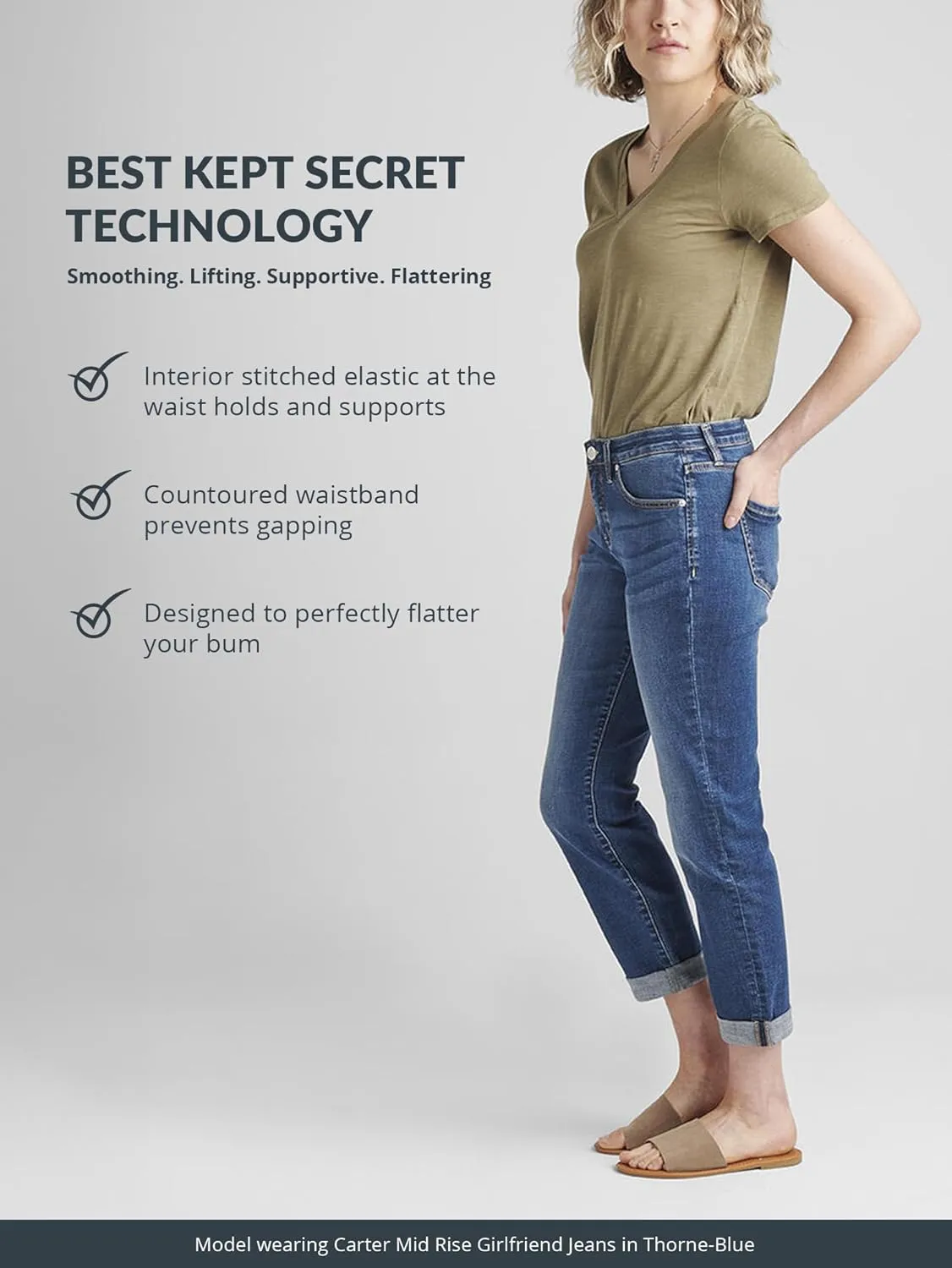 JAG Women's Petite Carter Mid Rise Girlfriend Jeans-Legacy