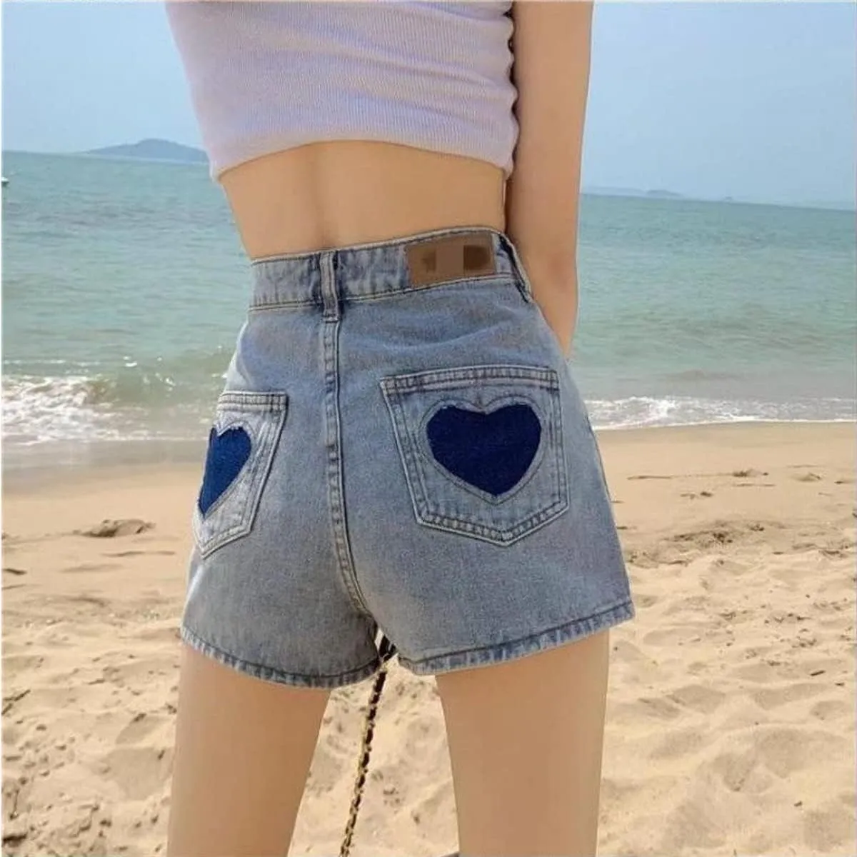 Jean Shorts for Women Cute High Waisted Button Up Sweet Girls Denim Shorts Soft Casual Fashion Shorts