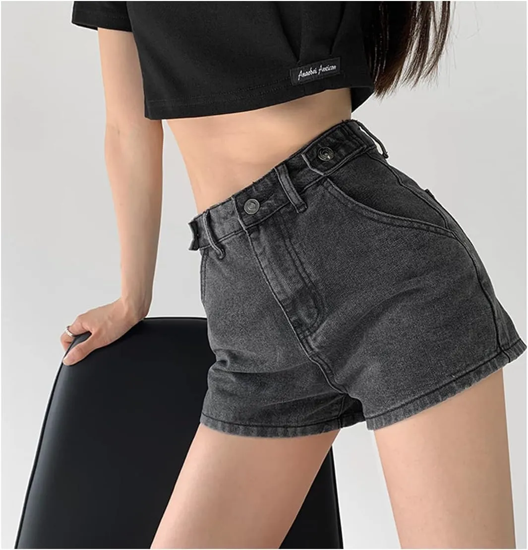 Jean Shorts for Women Cute High Waisted Button Up Sweet Girls Denim Shorts Soft Casual Fashion Shorts