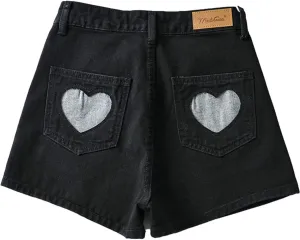Jean Shorts for Women Cute High Waisted Button Up Sweet Girls Denim Shorts Soft Casual Fashion Shorts