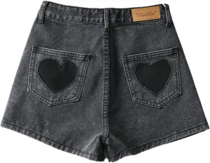 Jean Shorts for Women Cute High Waisted Button Up Sweet Girls Denim Shorts Soft Casual Fashion Shorts