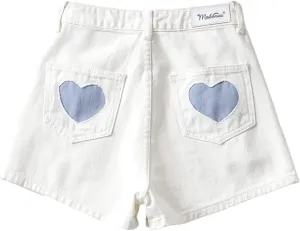 Jean Shorts for Women Cute High Waisted Button Up Sweet Girls Denim Shorts Soft Casual Fashion Shorts
