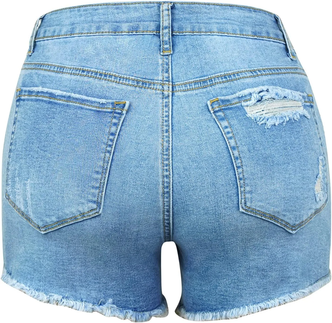 Jean Shorts Womens Stretchy High Waisted Ripped Shorts with Pockets Trendy Distressed Cuffed Hem Denim Hot Shorts