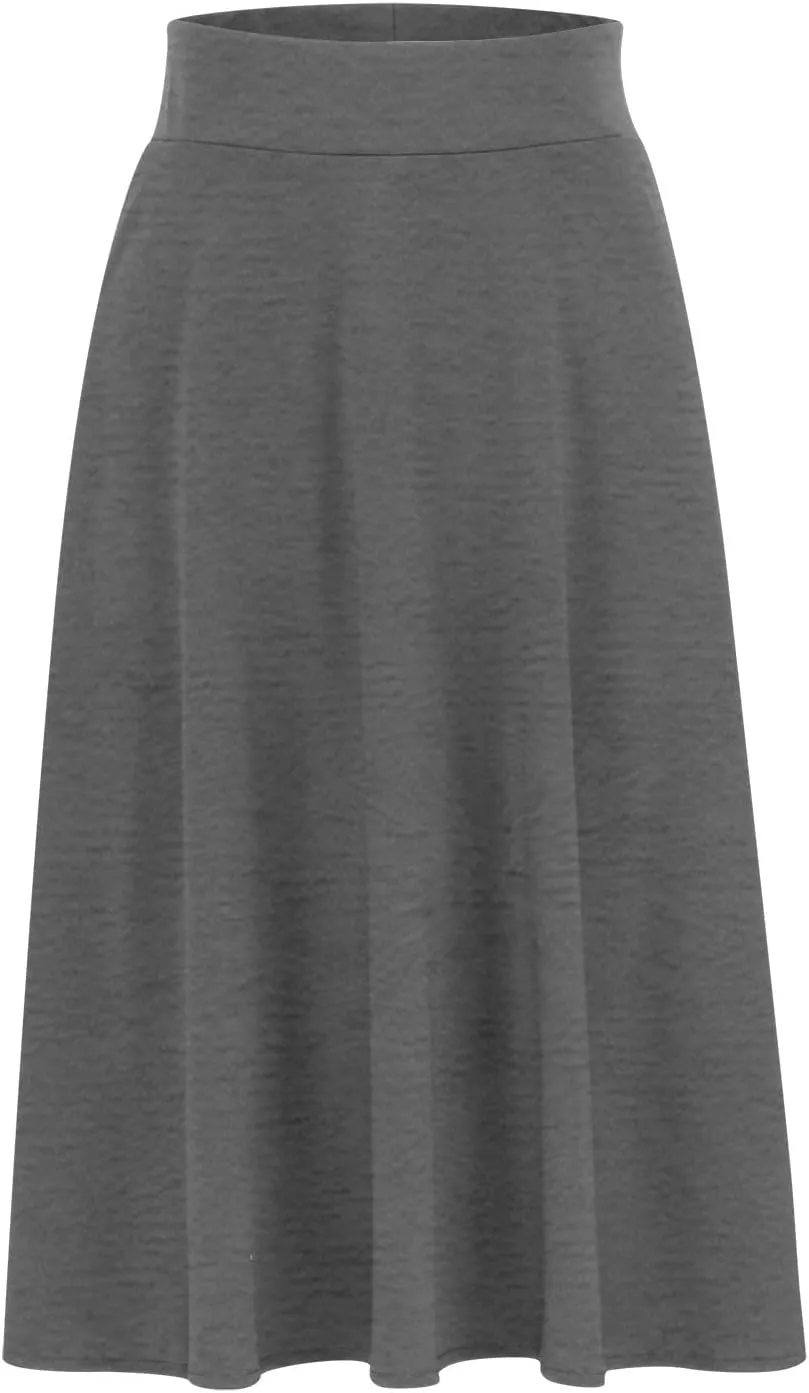 Knee Length A Line Skirt for Women High Waist Flared Swing Skater Skirts Classic Elegant Workwear