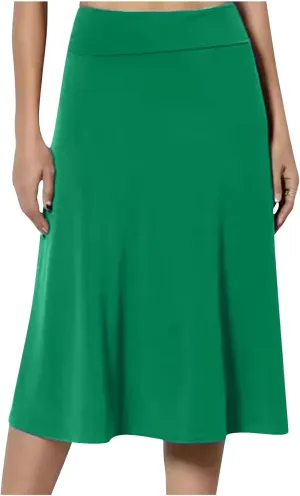 Knee Length A Line Skirt for Women High Waist Flared Swing Skater Skirts Classic Elegant Workwear