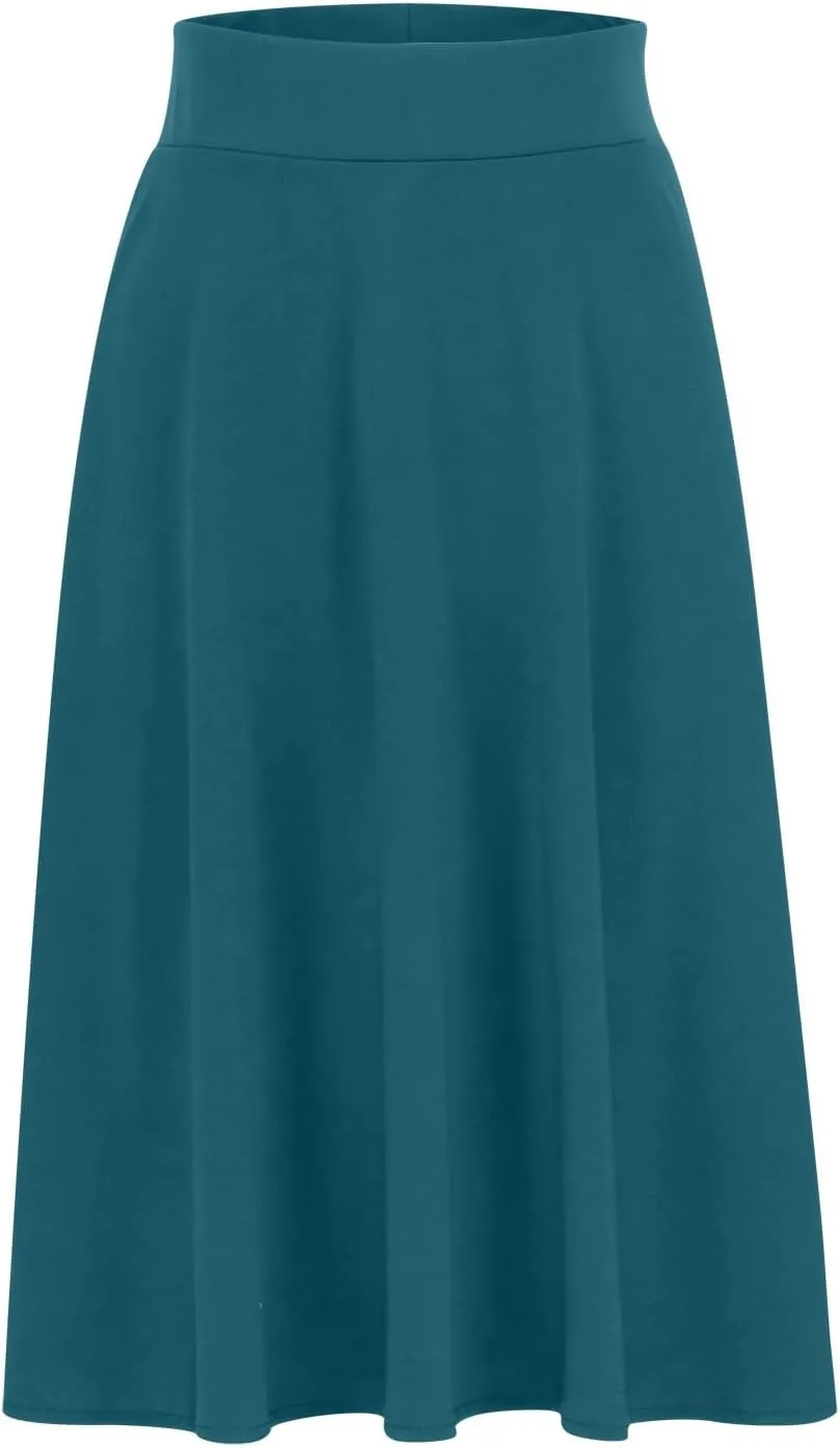 Knee Length A Line Skirt for Women High Waist Flared Swing Skater Skirts Classic Elegant Workwear