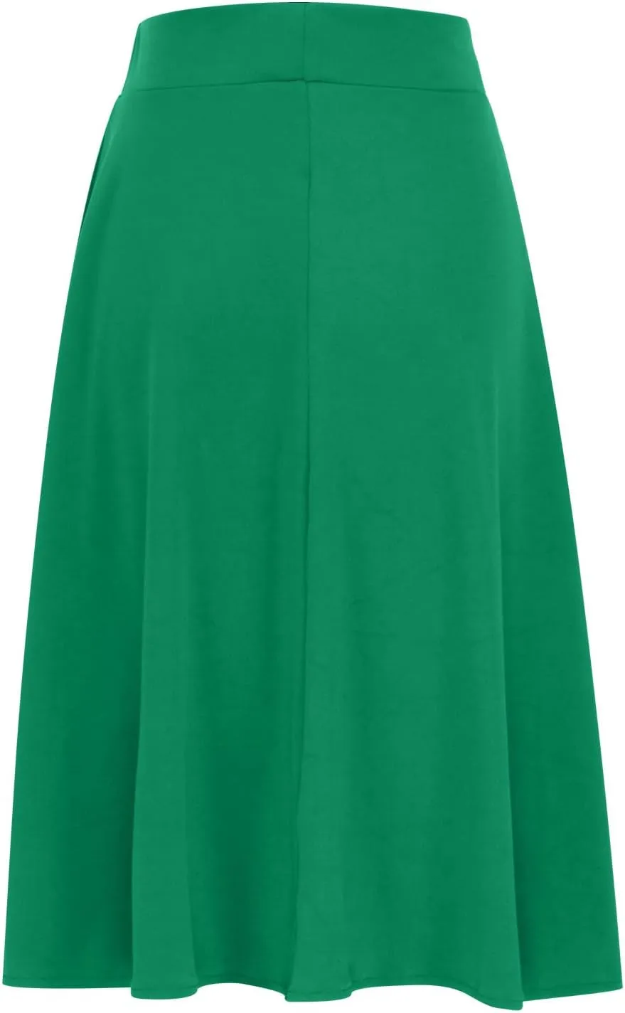 Knee Length A Line Skirt for Women High Waist Flared Swing Skater Skirts Classic Elegant Workwear