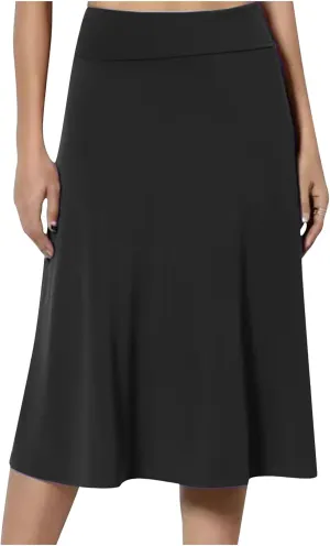 Knee Length A Line Skirt for Women High Waist Flared Swing Skater Skirts Classic Elegant Workwear