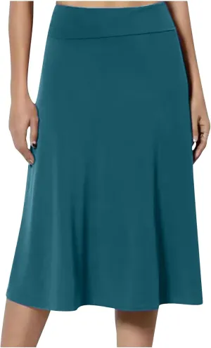 Knee Length A Line Skirt for Women High Waist Flared Swing Skater Skirts Classic Elegant Workwear