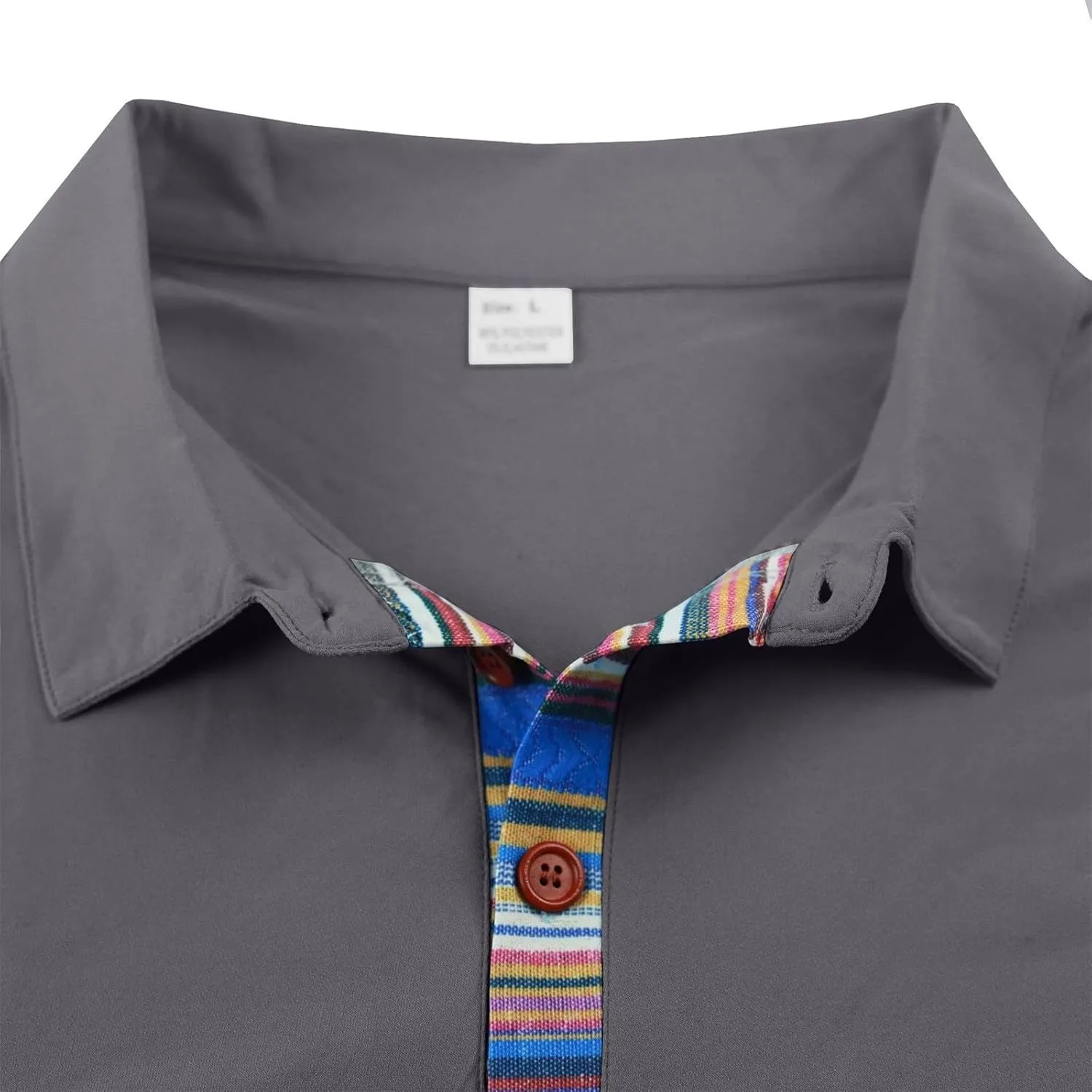 Lapel Collared Muscle Polo Shirts Men Slim Fit Textured Knit Polo Shirts Short Sleeve Button Down Shirts Casual