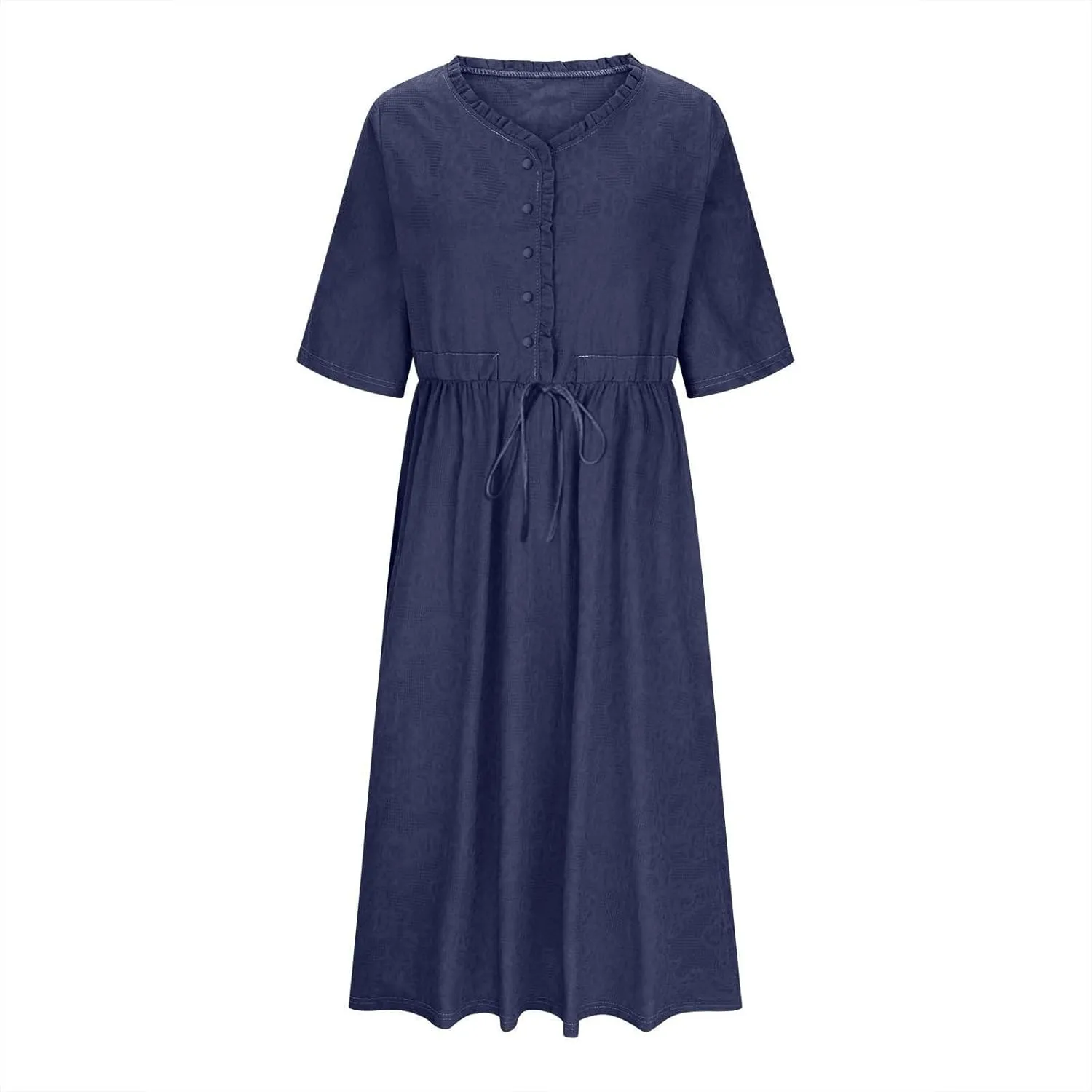 Linen Dresses for Women Beach Summer Long Maxi Dress Short Sleeve Button Down Tshirt Sundresses Boho Vacation Outfits
