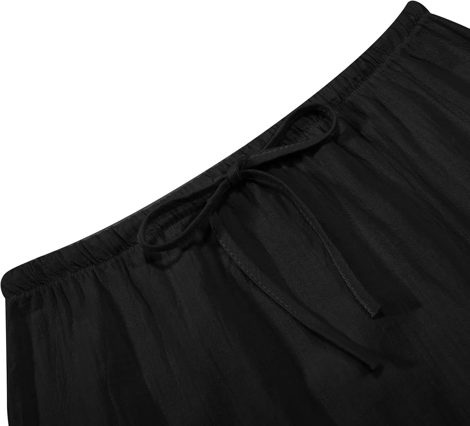 Linen Maxi Skirts for Women Trendy Summer Casual Boho Beach Vacation Flowy Long Skirts Drawstring Elastic Waist A Line Skirts