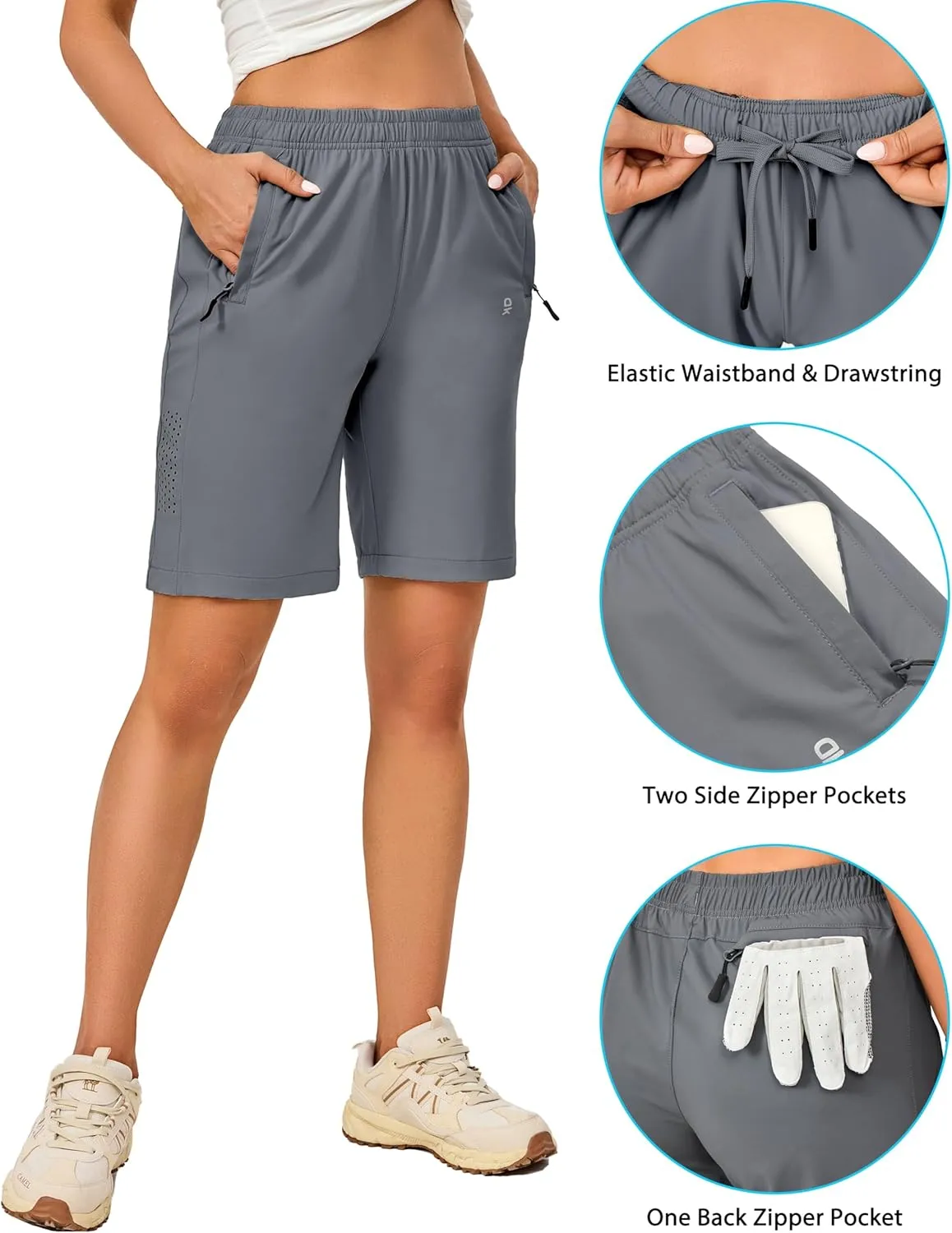 Little Donkey Andy Women's Stretch Hiking Shorts Quick Dry Lightweight Athletic Shorts for Running Golf