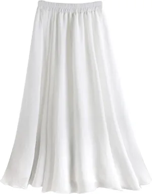 Long Flowy Skirts for Women Summer Trendy High Elastic Waist Solid Baggy Palazzo A Line Pleated Casual Fashion Skirts