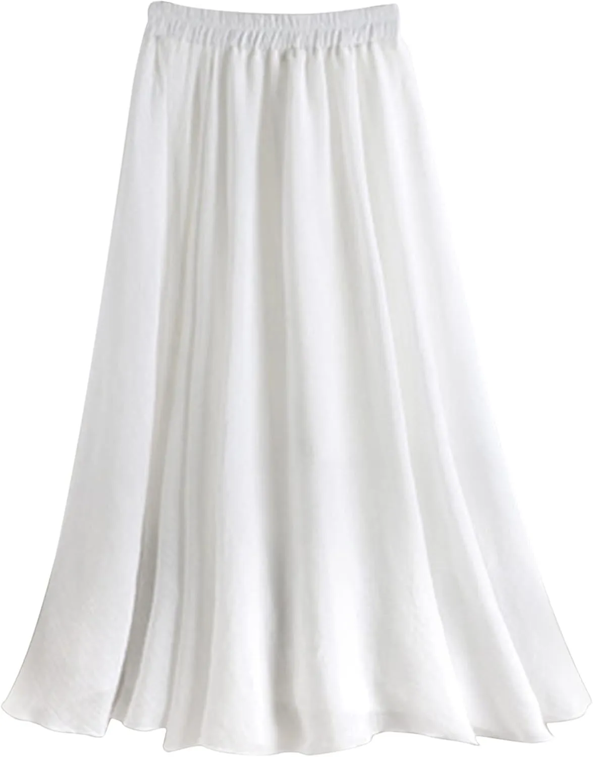 Long Flowy Skirts for Women Summer Trendy High Elastic Waist Solid Baggy Palazzo A Line Pleated Casual Fashion Skirts