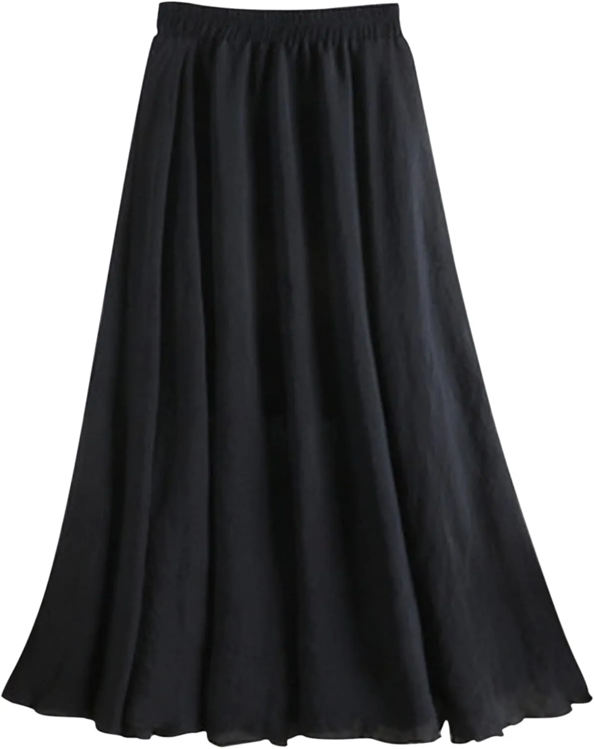 Long Flowy Skirts for Women Summer Trendy High Elastic Waist Solid Baggy Palazzo A Line Pleated Casual Fashion Skirts