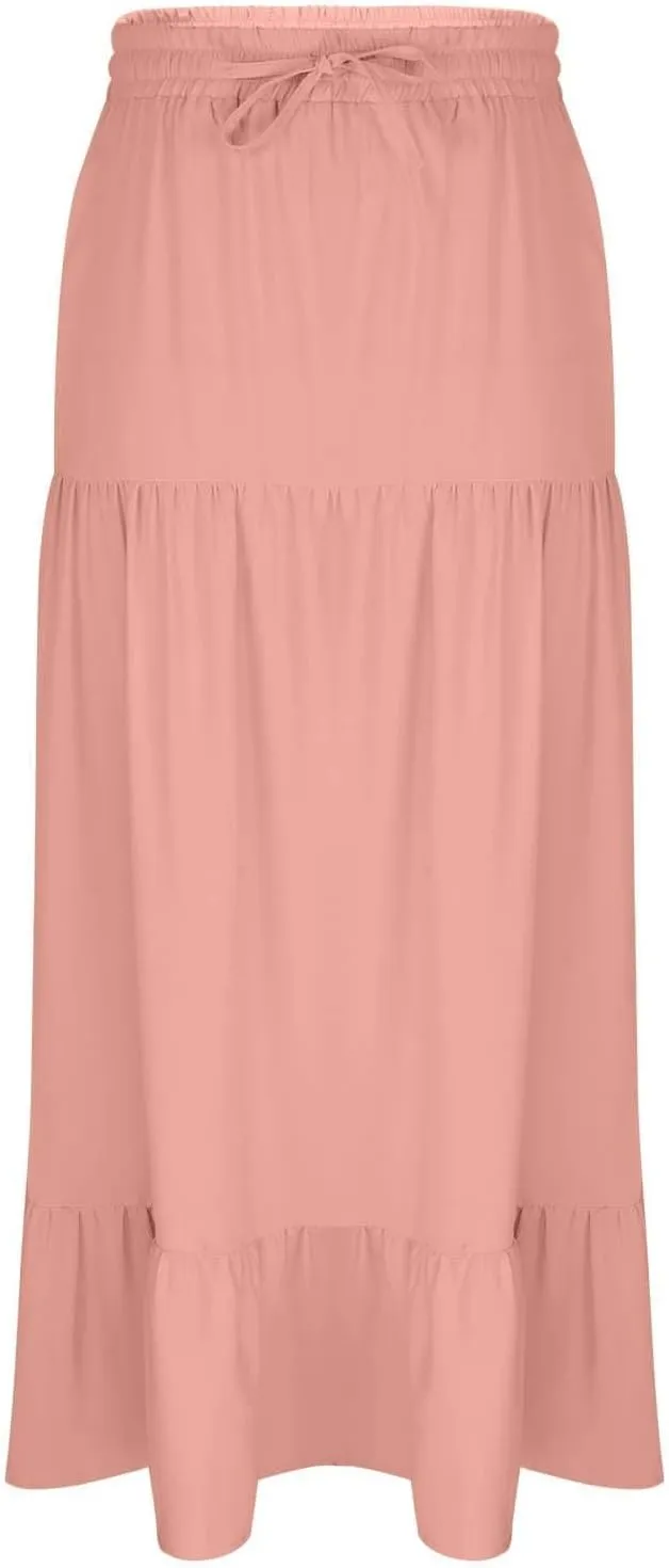 Long Skirts for Women Boho Vacation Split Tiered Puffle Swing A Line Chiffon Skirts Over-Knee Skirt