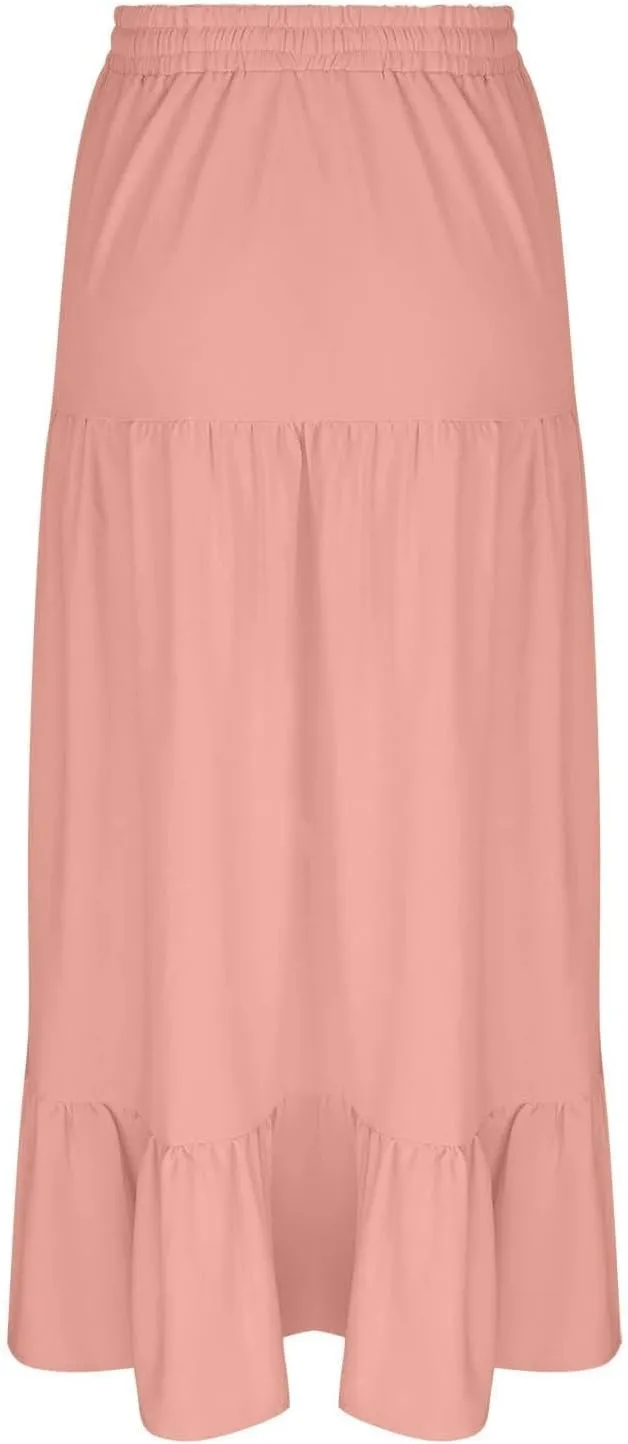 Long Skirts for Women Boho Vacation Split Tiered Puffle Swing A Line Chiffon Skirts Over-Knee Skirt