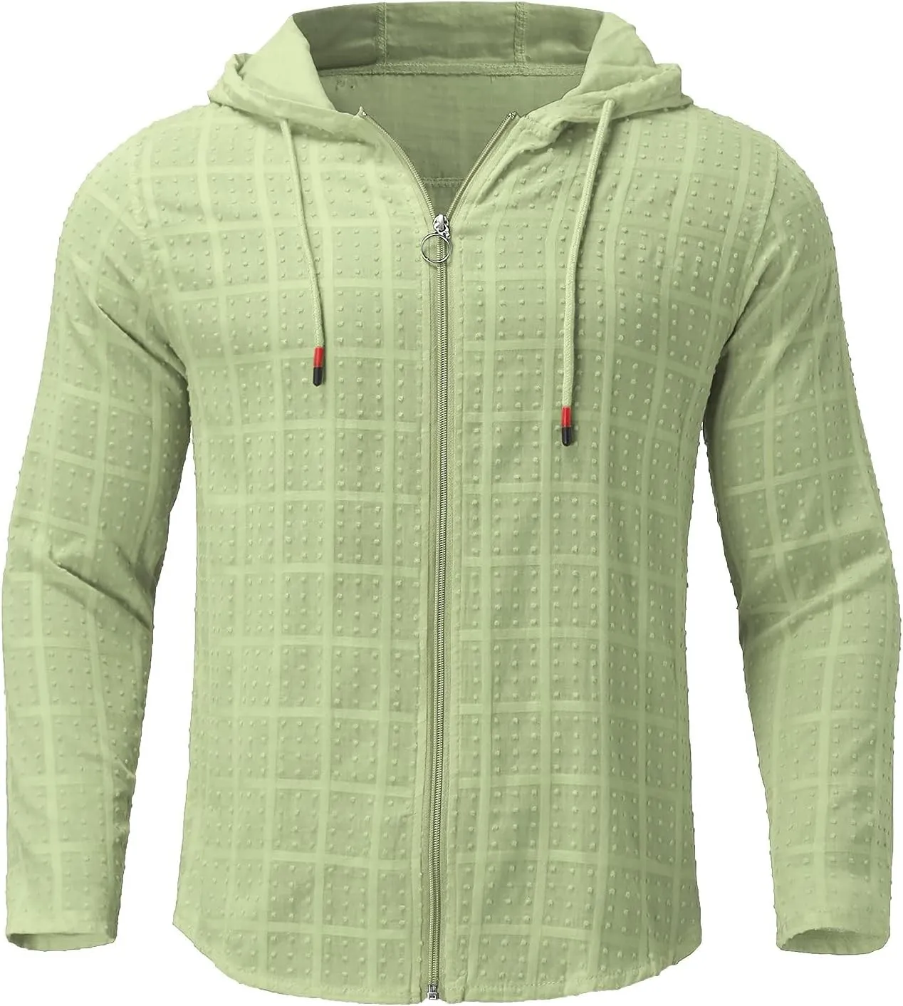 Long Sleeve Hoodie Shirts for Men Workout Athletic Tops Casual Zip Up Hoodies Plaid Slim Fit Cardigan Sports Coat
