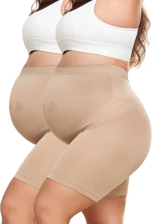 Maternity Shapewear for Under Dresses Over Belly Pregnancy Underwear Mid-Thigh High Waist Shorts Panties for Baby Shower