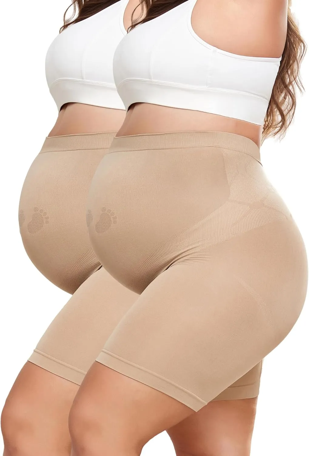 Maternity Shapewear for Under Dresses Over Belly Pregnancy Underwear Mid-Thigh High Waist Shorts Panties for Baby Shower