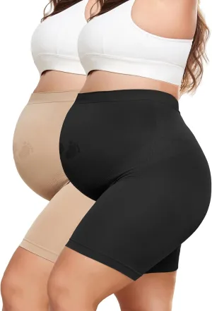 Maternity Shapewear for Under Dresses Over Belly Pregnancy Underwear Mid-Thigh High Waist Shorts Panties for Baby Shower