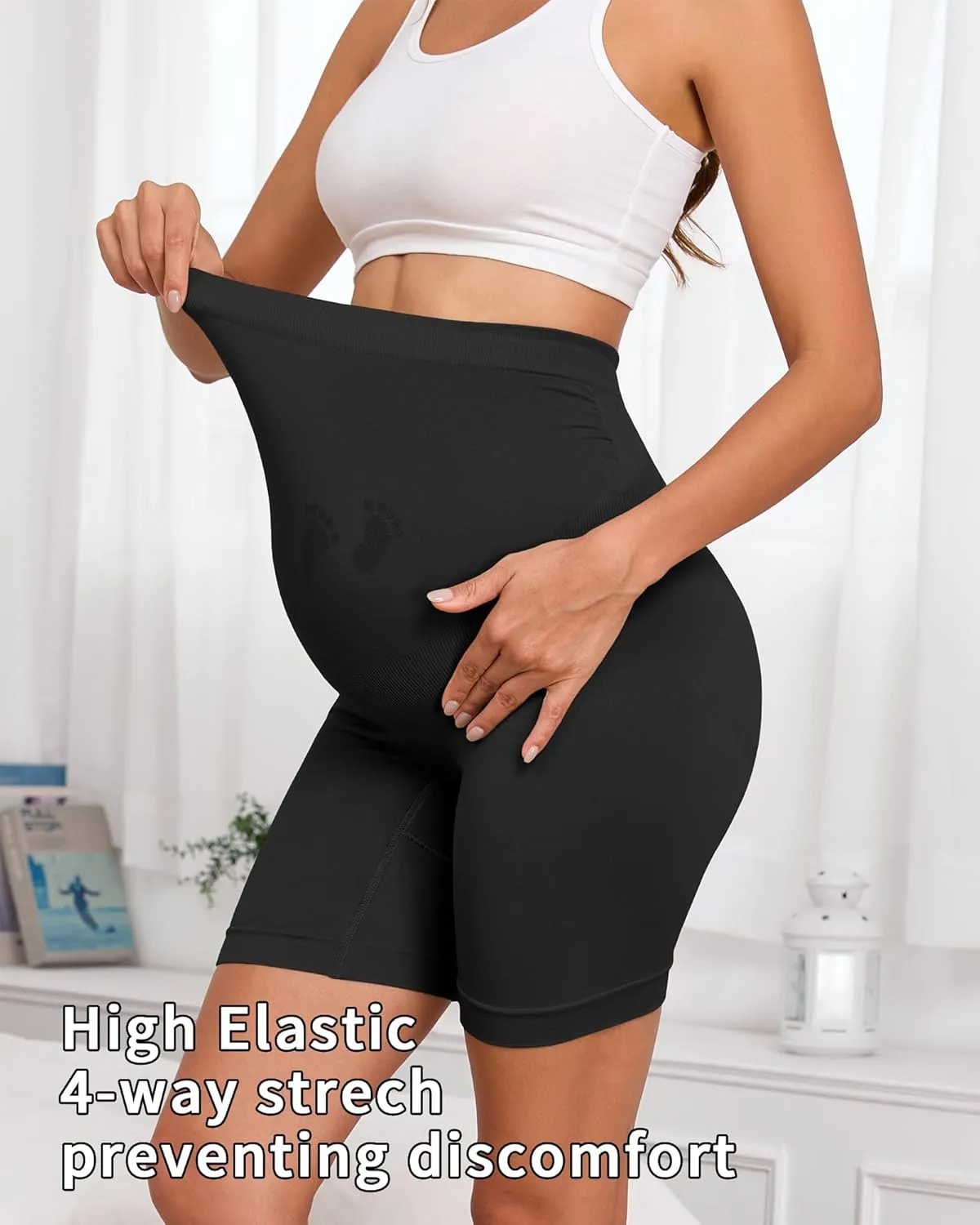 Maternity Shapewear for Under Dresses Over Belly Pregnancy Underwear Mid-Thigh High Waist Shorts Panties for Baby Shower