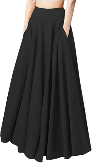 Maxi Skirt for Women High Waist Flowy A Line Long Skirts with Pockets Summer Boho Skirt