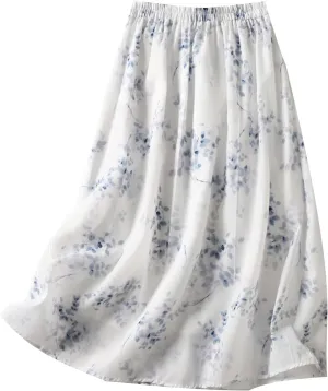 Maxi Skirts for Men Summer Boho Long Floral Tulle Skirt Beach Vacation Elastic Waist Pleated Flowy Chiffon Skirt