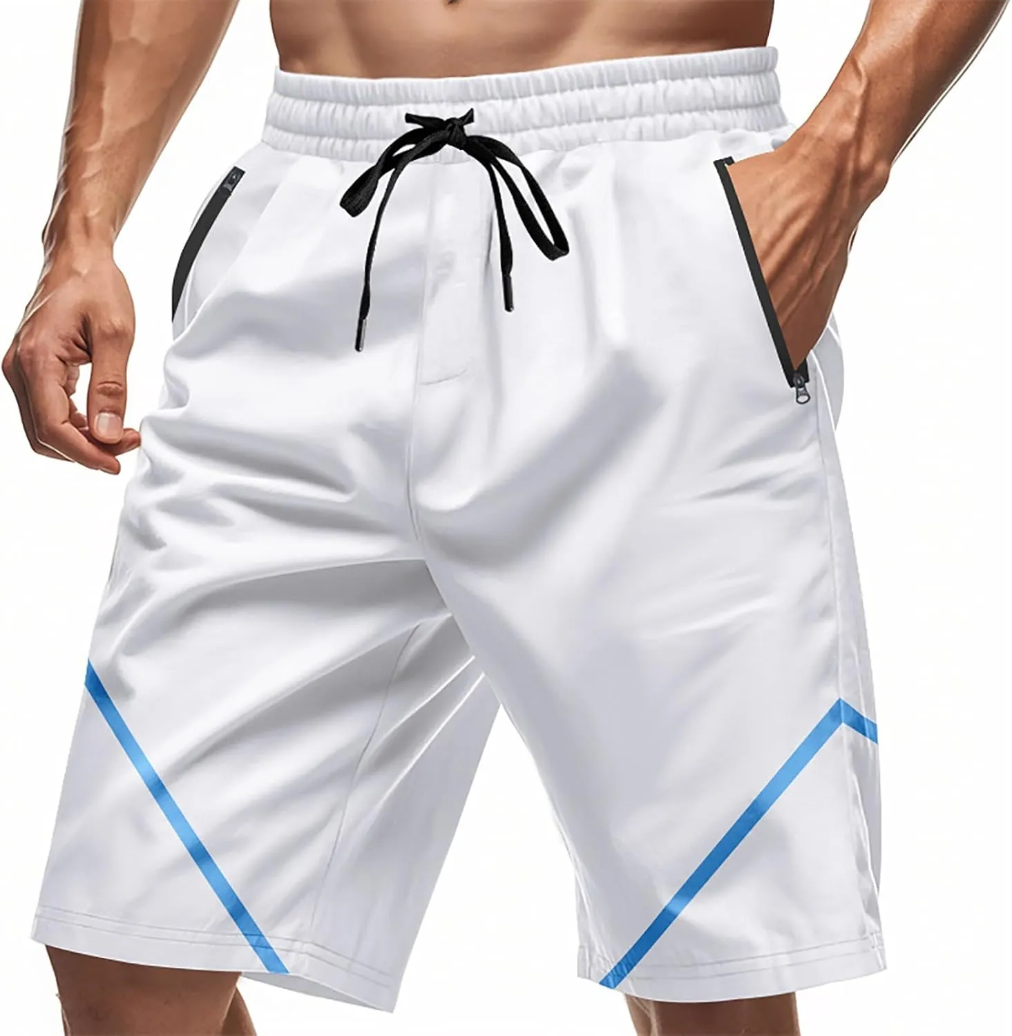 Men Athletic Shorts Beach Basketball Workout SweatShorts Elastic Waist Drawstring Loose Fit Comfy Shorts with Pockets