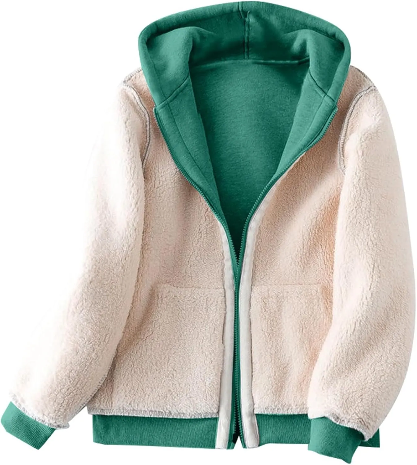 Men Fleece Lined Zipper Jackets Casual Winter Thermal Sherpa Outwear Coat Fashion Plain Thick Warm Hoodie Sweatshirt