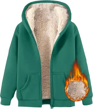 Men Fleece Lined Zipper Jackets Casual Winter Thermal Sherpa Outwear Coat Fashion Plain Thick Warm Hoodie Sweatshirt