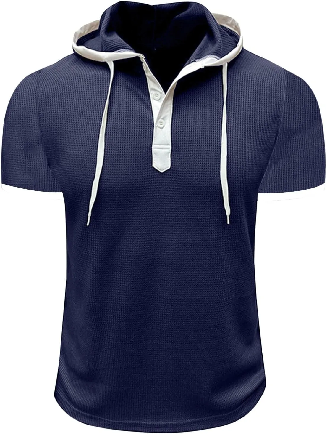 Men Waffle Hooded Tank Tops Bodybuilding Gym Sleeveless Workout Shirts Trendy Athletic Lounge Training Running Shirt
